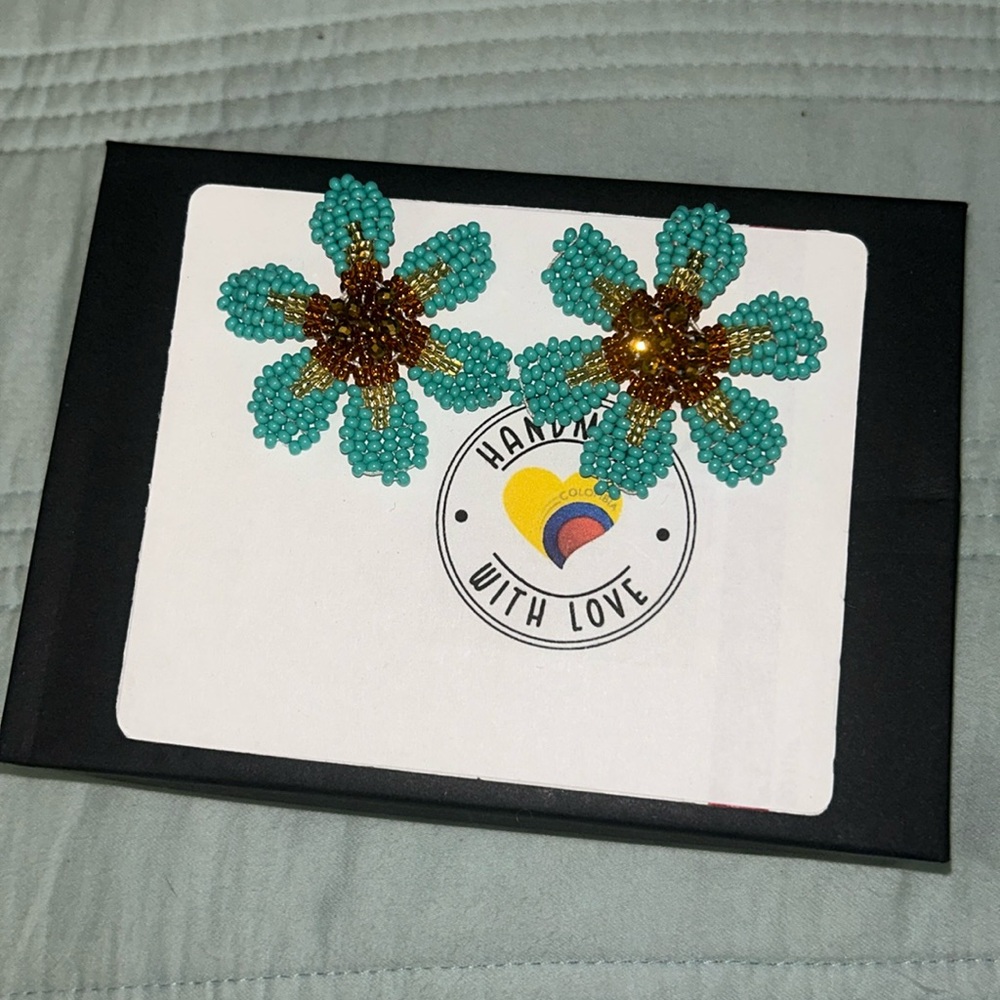 Flowers Beaded Stud Seed Beaded embera Earrings